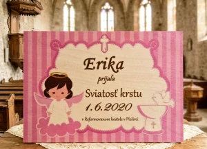 Drevená pamätná tabuľa na sviatosť krstu (dievča)