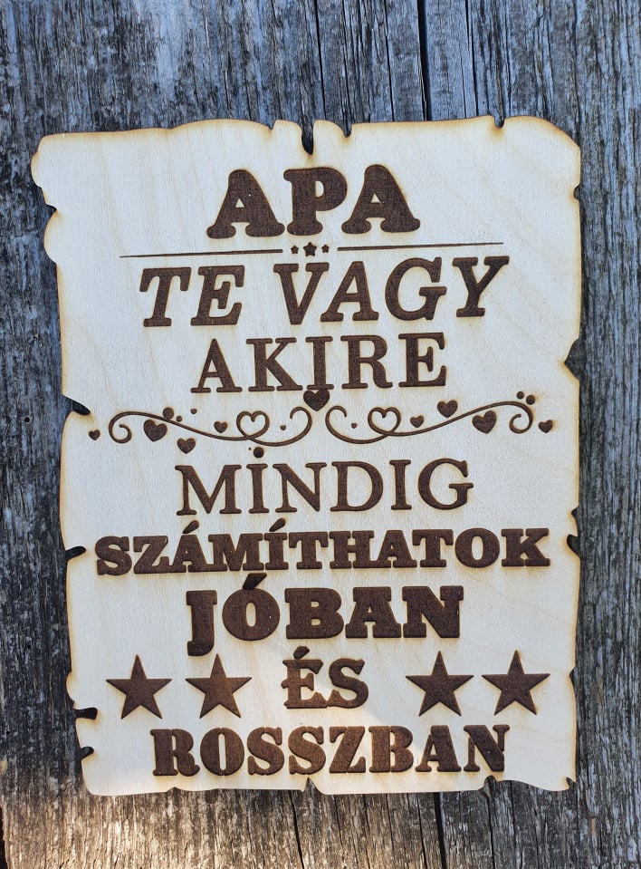 Drevená tabuľa Apa te vagy ...